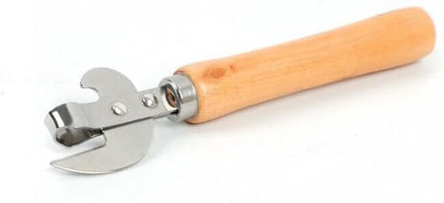 Stainless Steel Multifunctional Kitchen Utensil, Manual Can Opener with Wood Handle, Side Cut Remov-e