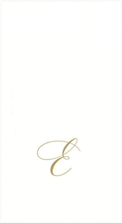 Caspari Pack of 24 White Pearl Paper Linen Guest Towels, Monogram Initial