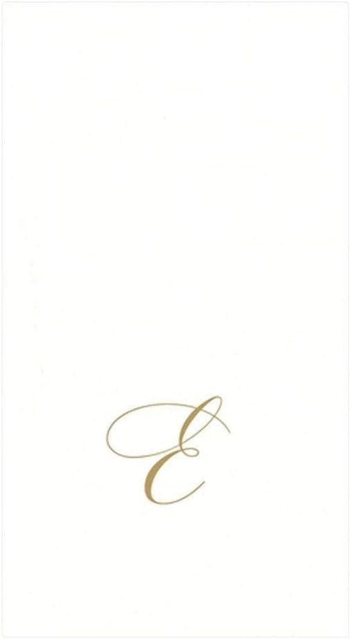 Caspari Pack of 24 White Pearl Paper Linen Guest Towels, Monogram Initial