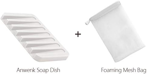 Anwenk 1 Pack Silicone Shower Soap Dish - Flexible Soap Saver Holder for Easy Cleaning, Dry Cleaning - White