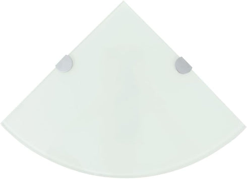 vidaXL Corner Shelf White Tempered Glass 9.8 in x 9.8 in Wall
