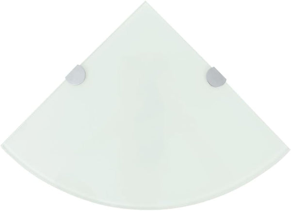 vidaXL Corner Shelf White Tempered Glass 9.8 in x 9.8 in Wall
