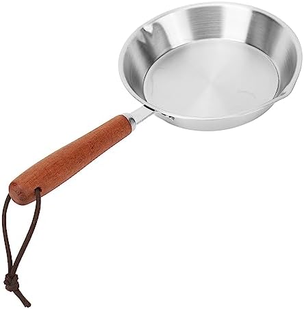 Sonew Mini Stainless Steel Frying Pan, 16CM Non Stick Egg Pan with Solid Wood Handle for Induction Cooker