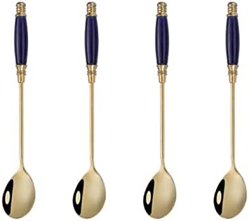 Iced Tea Spoons Set, Ice Cream Spoon with Creative Ceramic Handles, Premium Food Grade Stainless Steel (Pack of 4)