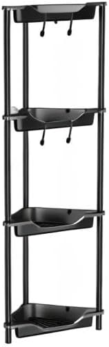 Orimade Rustproof 4 Tier Floor Standing Corner Shower Caddy Organizer - Plastic Metal Splicing Shelf Rack for Bathroom
