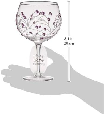 Pavilion Gift Company Pavilion-Purple Sprout-24 Oz Wine Removable Happy 60th Birthday Hand Decorated Glass