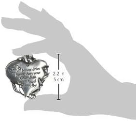 Never Drive Faster Heart Visor Clip, Cathedral Art, Silver, 2 inches