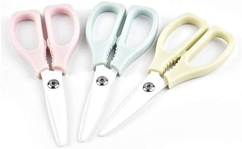 Healthy Baby Food Ceramic Scissors with Cover, Portable Shears (Pink)