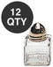 Mini Salt & Pepper Shakers, Cube Shape, Polished Gold Top, Glass Body - 1 Dozen