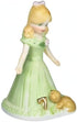 Enesco Growing Up Girls “Blonde Age 7” Porcelain Figurine, 4.5”, Golden, Green, Pink