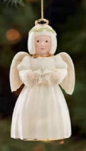 Lenox Christmas Angel with Snowflake Ornament, Ivory Porcelain with 24k Gold, New In Box