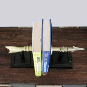 Stylish Large Gold Arrow Bookends - Heavy Duty Decorative Shelf Holders