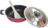 Non-Stick Kadai with Stainless Steel Lid, Aluminium Non-Stick Cookware, Deep Fry Kadai with Scrubber & Paddle