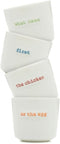 Word Range Ceramic Set of 4 Egg Cups, Gift Boxed, What Came First the Chicken or the Egg