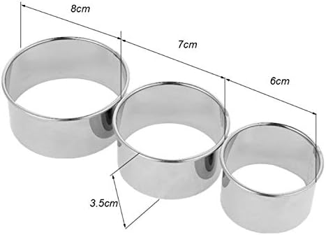 A Set of 3pcs Stainless Steel Dumpling Skin Cutters - 8cm, 7cm, 6cm Biscuit Round Maker & Pie Press Mold