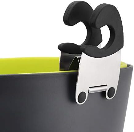 Pot Clip Stainless Steel Holder for Spoon Rest, Silicone & Stainless Steel Anti-Scald Grip Kitchen Tools (Black & Grey)