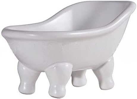 Ceramic White Clawfoot Bathtub Bar Soap Dish, Decorative Soap Dish for Bathroom, Kitchen Sink