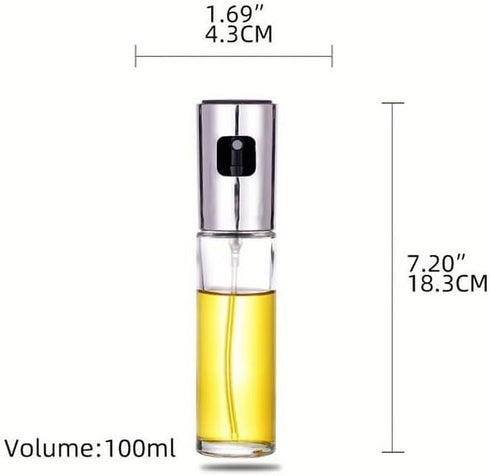 Oil Sprayer for Cooking - 100ml Glass Olive Oil Spray Bottle for Kitchen, Salad, BBQ