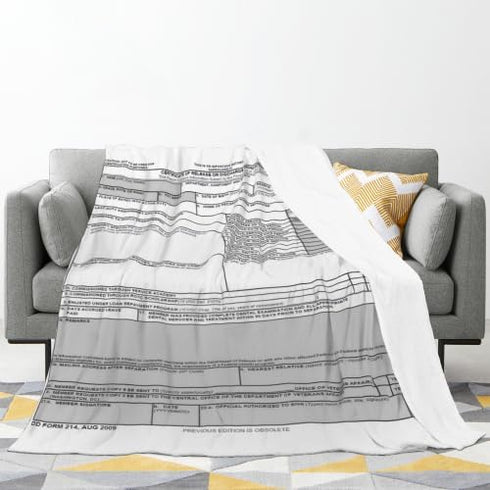 CowBey 214 Cozy 60x50 Inch DD Form Throw Blanket Veterans Blanket Gifts for Retired Men Soft Fleece Blanket Gift