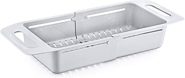BOXUP Extendable Colander - Over The Sink, 4.7 Quart, Gray Plastic