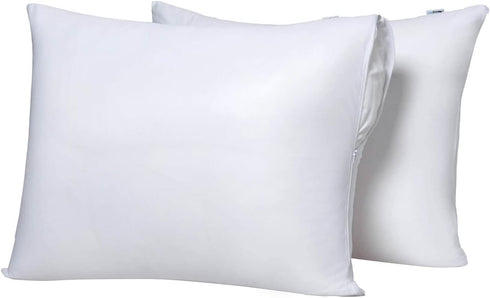 Cooling Bamboo Viscose Feather Proof Pillow Protectors with Zipper, King Size Waterproof Down Proof Covers for Bed