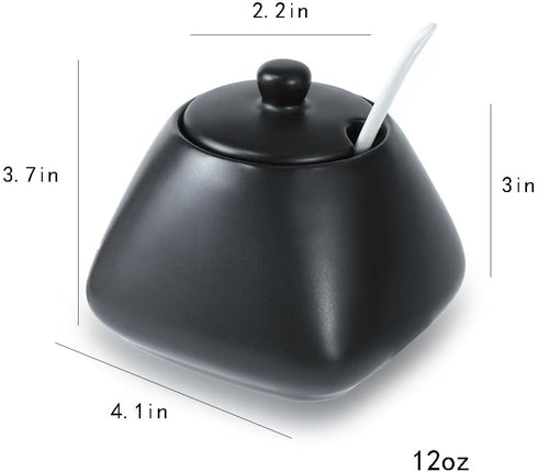 Black Simple Ceramic Coffee Serving Set, Creamer Pitcher and Sugar Bowl Set