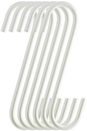 6-Pack 6 Inch White Metal Hanging S Hooks - Heavy-Duty S Shaped Hooks for Kitchenware, Plants, Towels & Gardening Tools