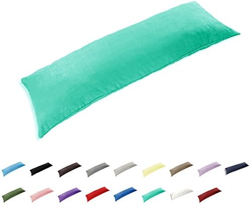 TAOSON 100% Cotton 300 Thread Count Body Pillow Cover - Pillowcase Pillow Protector with Zippers, Teal, 21"x54"