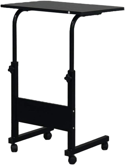 HomVent (Black-23.6" Wx15.7 Adjustable TV Tray Table Rolling Sofa Side Snack Table with Wheels Portable C-Shape Dinner