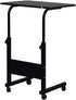 HomVent (Black-23.6" Wx15.7 Adjustable TV Tray Table Rolling Sofa Side Snack Table with Wheels Portable C-Shape Dinner