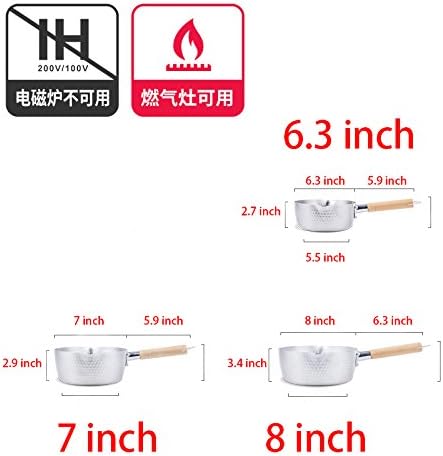Traditional Japanese Aluminum Yukihira Saucepan, 6.3 Inch
