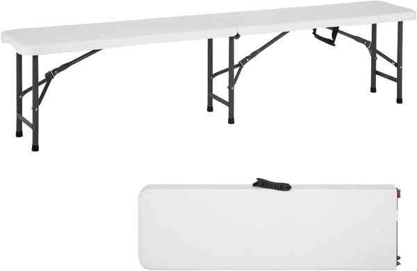 PayLessHere Portable 6 FT Plastic Folding Bench for Outdoor Use, Complete with Carrying