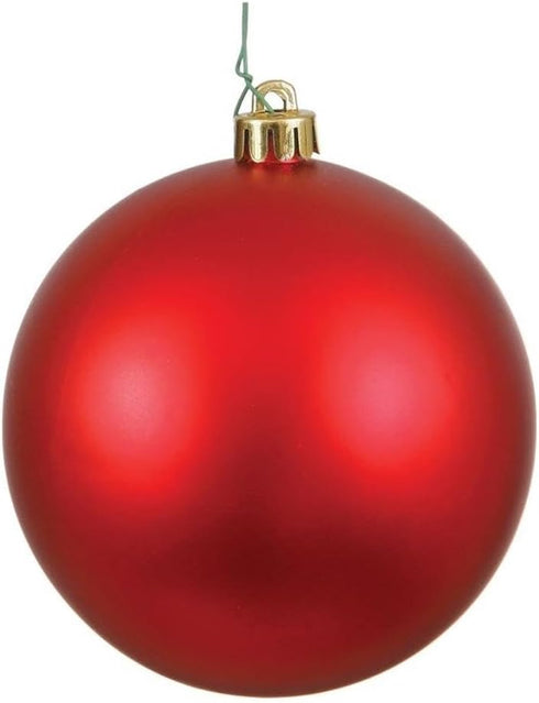 Vickerman 4" Red Matte Ball Christmas Ornament, Shatterproof UV Resistant Plastic, Set of 6 for Tree Decor