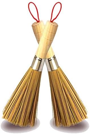 Melostu 2 Pack Cleaning Whisk Traditional Natural Bamboo Wok Brushes Dishwashing Kitchen Tools Traditional Natural