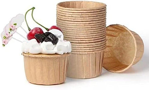 Parchment Brown Cupcake Liners, 100pcs Standard Size Muffin Baking Wrappers, Heavy Duty Greaseproof Cups for Parties