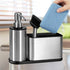 Kitchen Dish Soap Dispensers, Stainless Steel Sink Organizer with Storage and Brush for Countertop