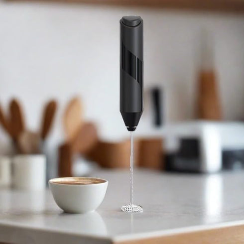 Cuisinox Electric Milk Frother Handheld Stainless Steel Battery Powered Foam Maker, Whisk Drink Mixer Blender For Coffee, Frappe, Latte, Macchiato, Matcha, Hot Chocolate, Cappuccino, Beater (Black) by Cuisinox