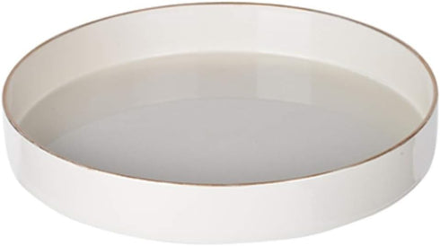 Benjara Sturdy Wooden Round Tray, White