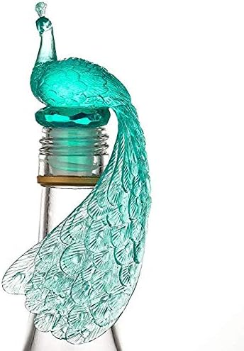 Silicone Wine Bottle Stopper - Peacock Creative Seal Bottle Caps for Party Decoration, Bar Kitchen (Green)