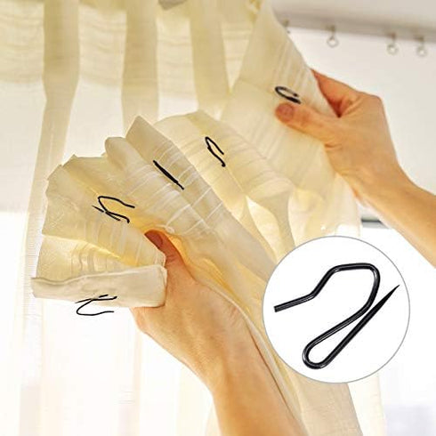 Hotop 30 Pcs Metal Drapery Curtain Rings - 0.98/1.26/1.65 inch Interior Diameter with 30 Pcs Drapery Pin Hooks (Black)