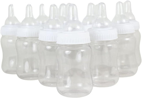4.25 inch 24 Fillable Plastic Mini Baby Bottles Bulk White Cap Pieces Baby Shower Shower Favors