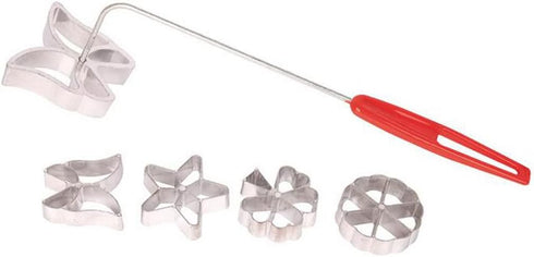 Rosette Set Waffle Molds, 4 Design Butterfly Star Tree Wheel with Lifting Tool