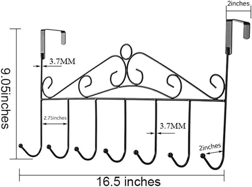 eywlwaar Metal Over The Door Hooks - 7 Hanger Rack for Home Use, Ideal for Hats, Coats, Bags, and Scarfs