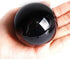 JIC Gem Small Black Obsidian Sphere Ball with Wooden Stand for Fengshui Healing Crystal Decoration (2.2", 55mm)