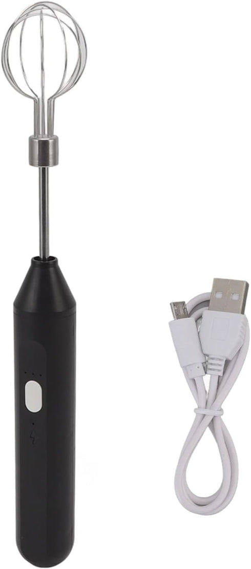 Electric Handheld Egg Beater, Round Head Milk Frother, Battery Powered Whisk for Home Kitchen, Restaurants (Black)