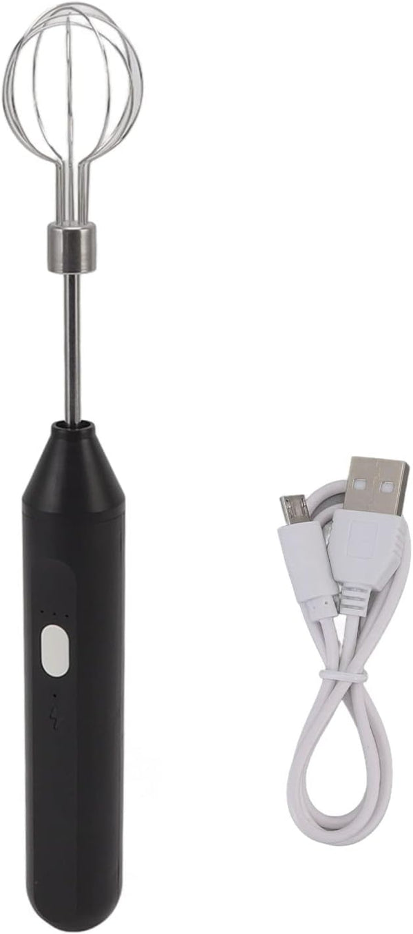 Electric Handheld Egg Beater, Round Head Milk Frother, Battery Powered Whisk for Home Kitchen, Restaurants (Black)