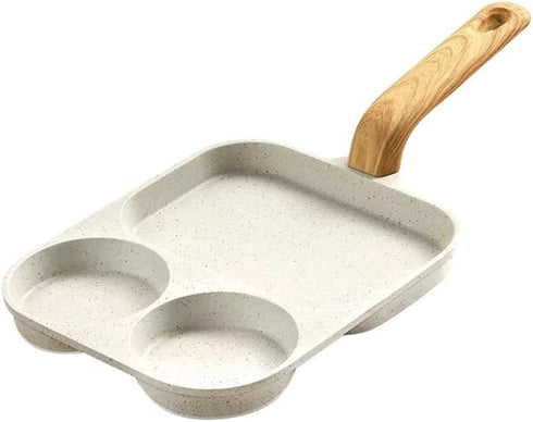 Nonstick Egg Frying Pan, 3 Section Aluminum Cooking Pan with Heat Resistant Handle for Breakfast