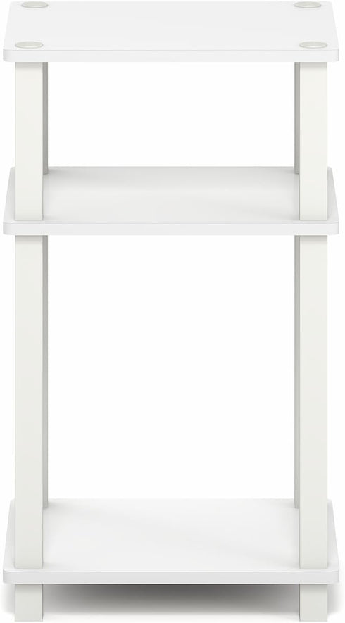 3-Tier Furinno JUST Side Table, Open Shelf End Table, Toolless Assembly Night Stand, Bedside Table with Square Tube