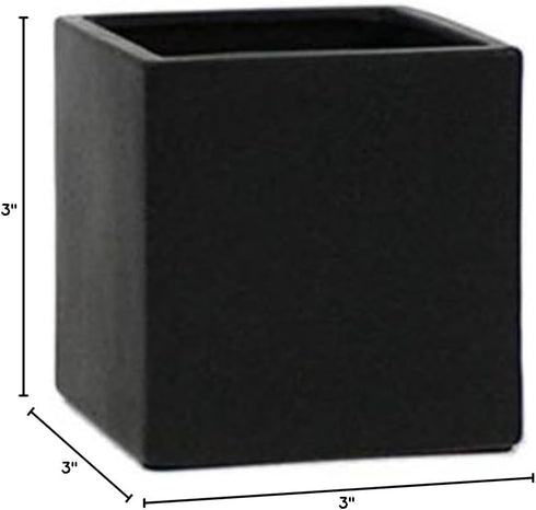 WGV Ceramic Cube Vase, 3" Width x 3" Height - Elegant Modern Small Square Floral Planter