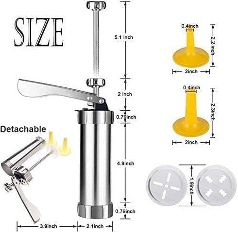 YOOUSOO Cookie Press Maker Kit, Stainless Steel Spritz Cookie Maker with 20 Discs and 4 Piping Tips